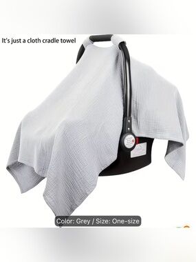 Grey Muslin Car Seat Cover - Soft Baby Swaddle